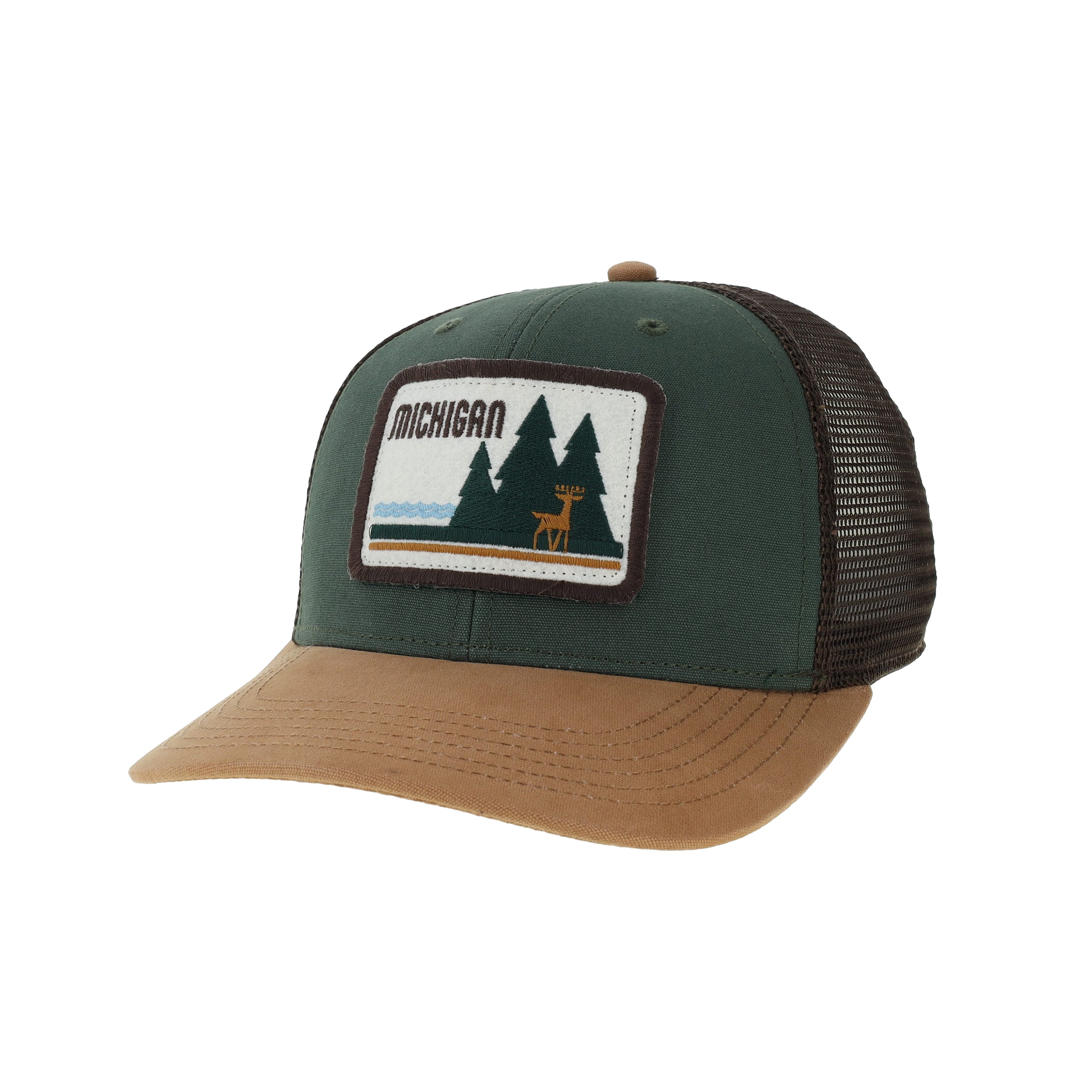 Michigan Forest Deer Snapback Trucker Hat Peninsulas