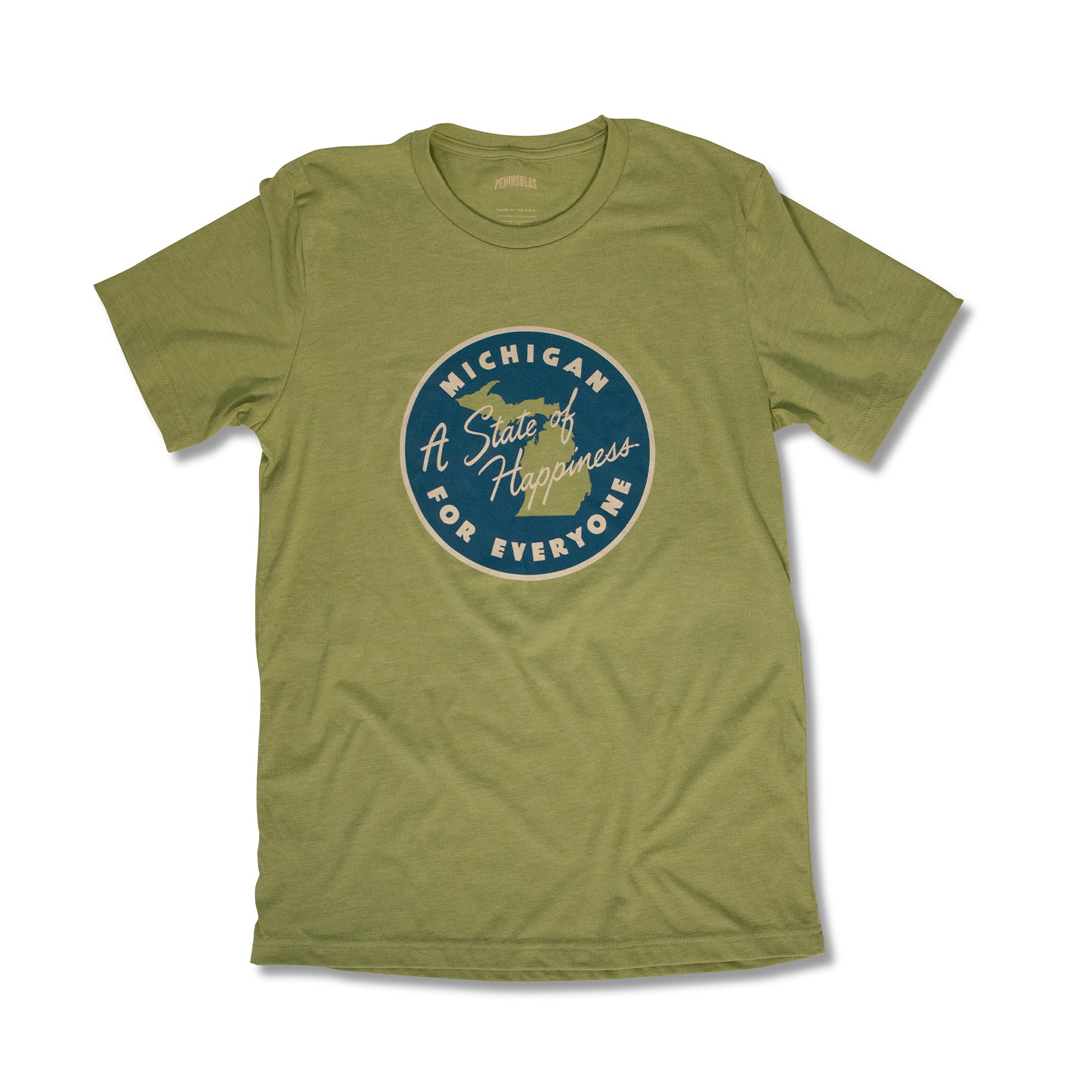 Michigan State of Happiness T-Shirt - Green | Peninsulas