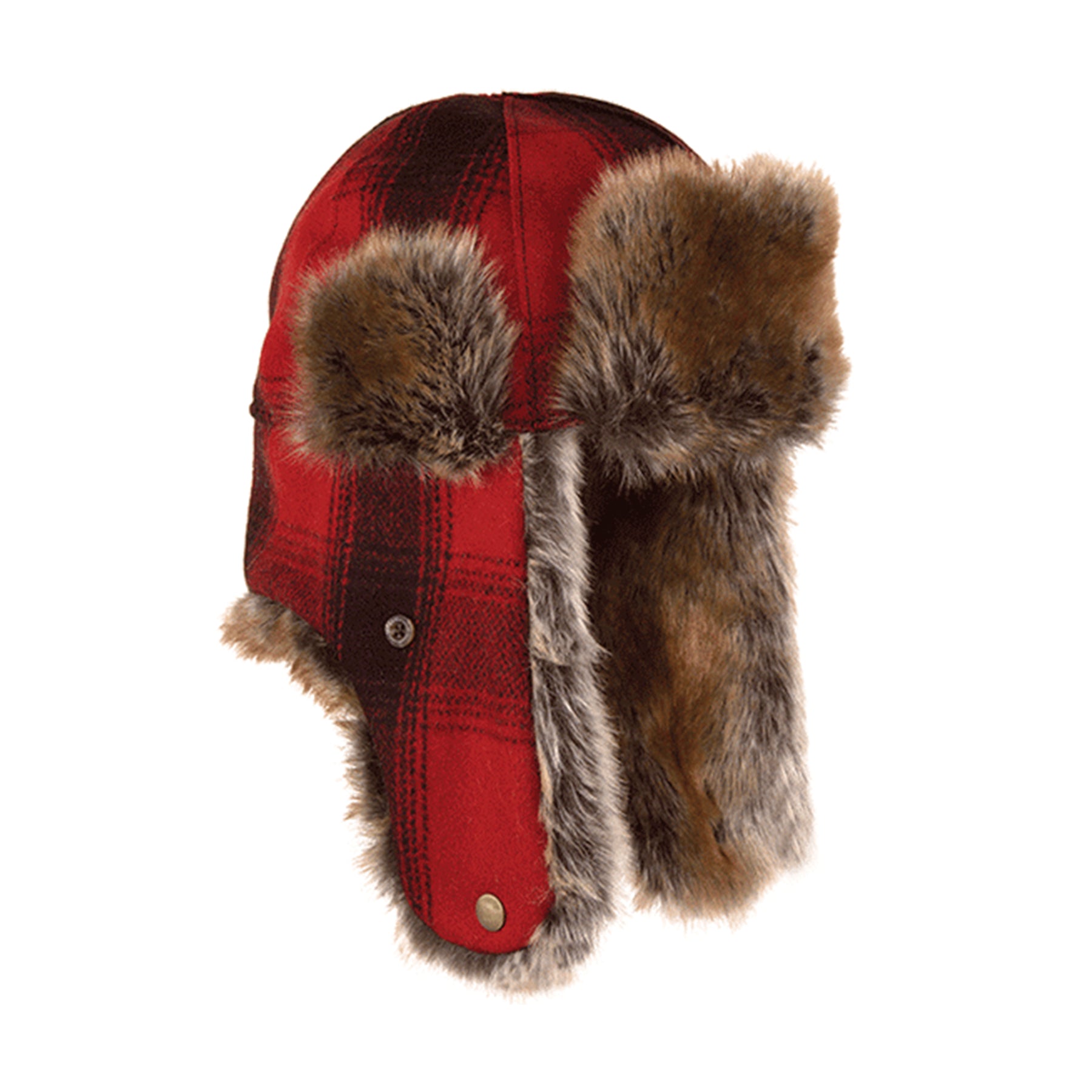 Northwoods Trapper Hat Red Black Plaid